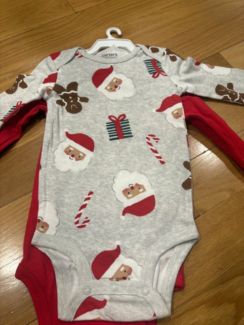 Carters Size 12 M My First Christmas Long Sleeve Bodysuit Set - Picture 2 of 3